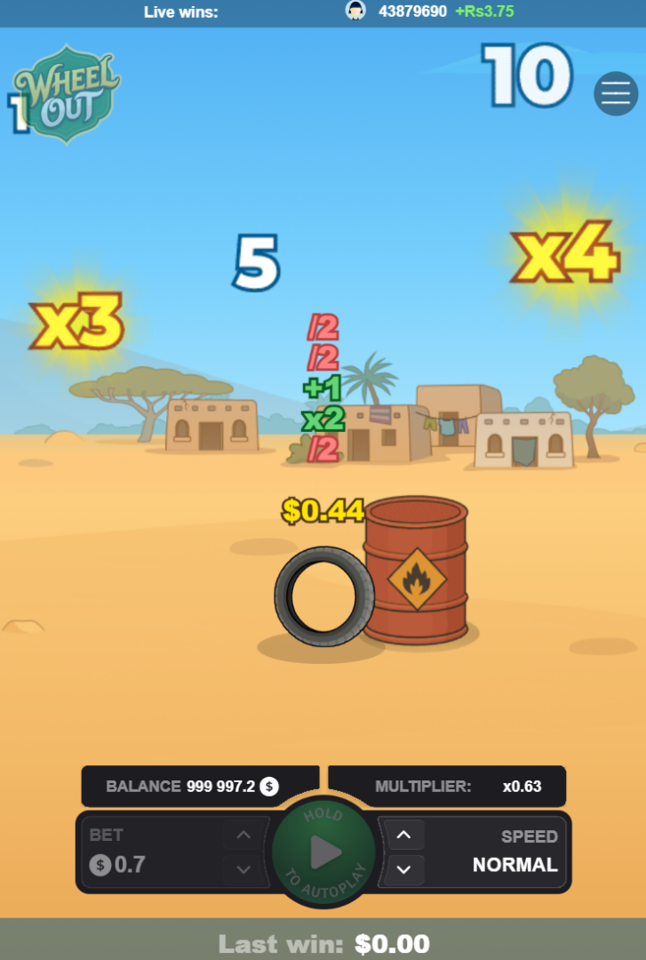Wheel Out su smartphone con moltiplicatori e barile lungo il percorso