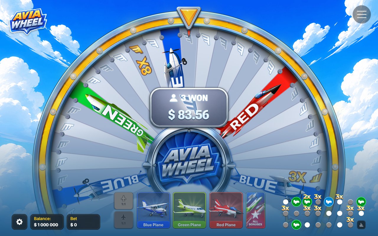 Ruota di Avia Wheel con moltiplicatori x8 e 3X posati prima del giro, demo gratis e soldi veri